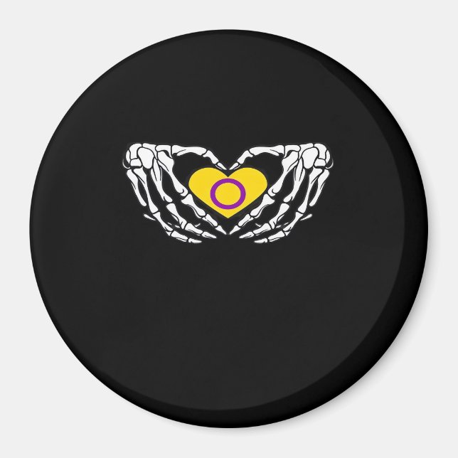 Intersex Pride Skeleton Halloween Goth Heart Class Magnet (Front)