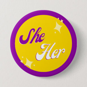 Intersex She/Her Pronouns 3 Inch Round Button