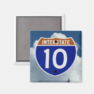 Interstate 10 Highway Shield, Clouds and Sky Magnet