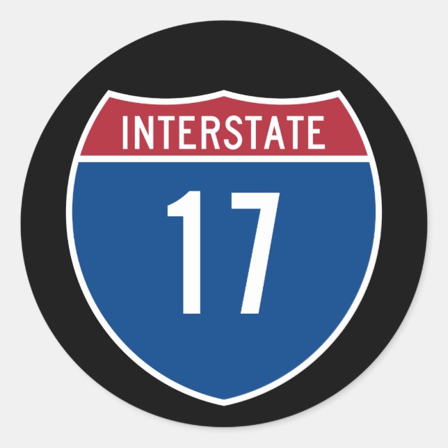 Interstate 17 classic round sticker (Front)