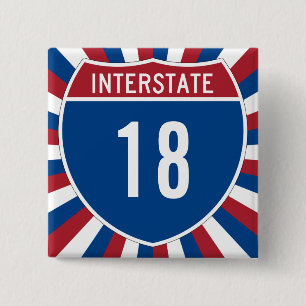 Interstate 18 2 inch square button