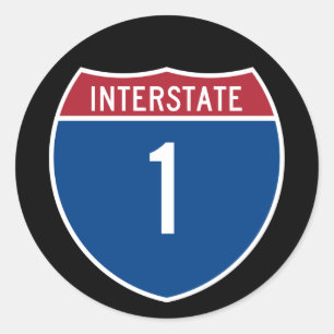 Interstate 1 classic round sticker