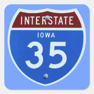 Interstate 35 Shield Square Sticker