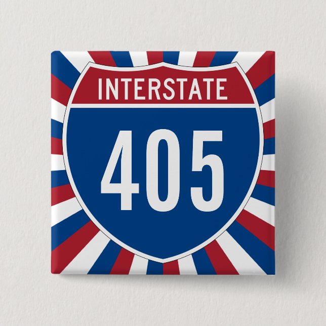 Interstate 405 2 inch square button (Front)
