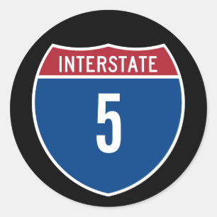 Interstate 5 classic round sticker