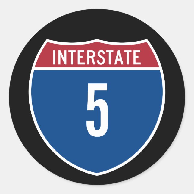 Interstate 5 classic round sticker (Front)