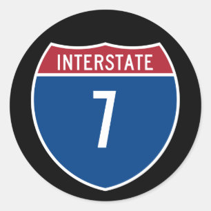 Interstate 7 classic round sticker