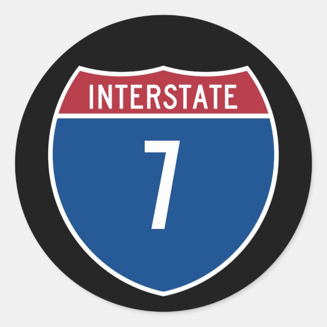Interstate 7 classic round sticker (Front)