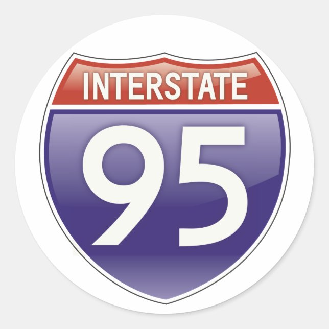 Interstate 95 classic round sticker (Front)