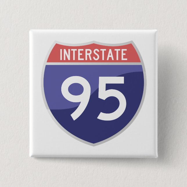 Interstate 95 (I-95) Road Trip Travel 2 Inch Square Button (Front)