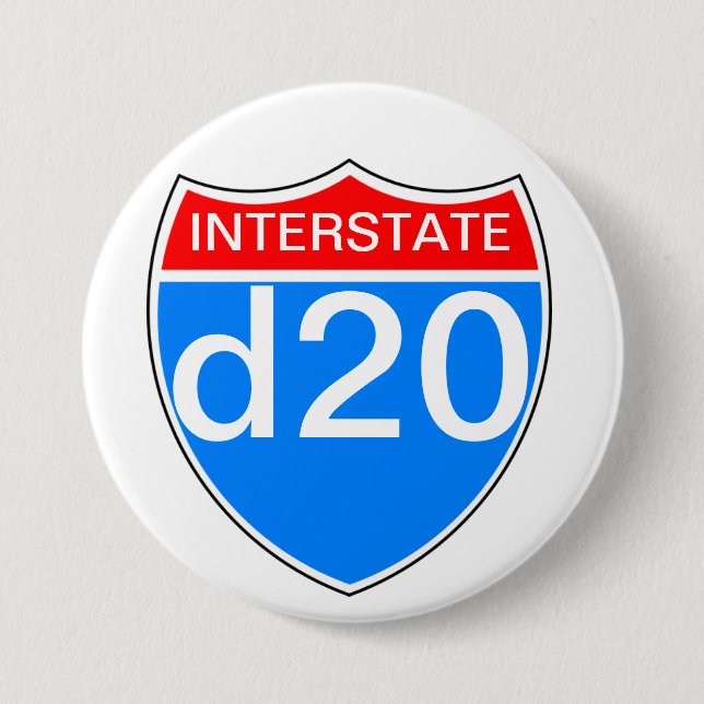 Interstate d20 3 inch round button (Front)