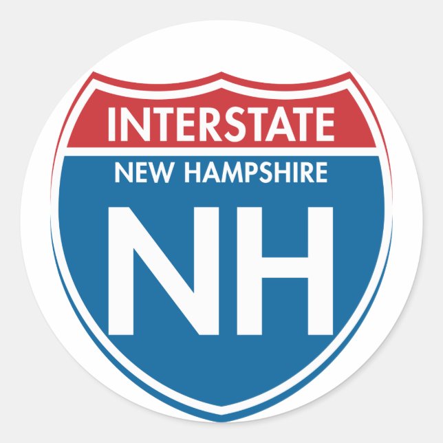 Interstate New Hampshire NH Classic Round Sticker (Front)