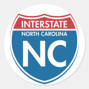 Interstate North Carolina NC Classic Round Sticker