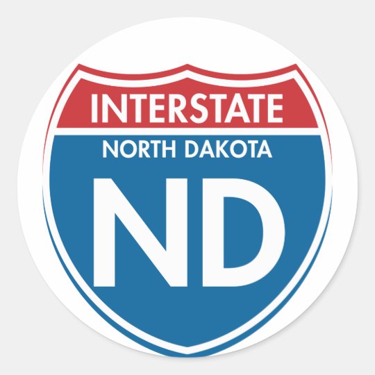 Interstate North Dakota ND Classic Round Sticker