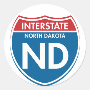 Interstate North Dakota ND Classic Round Sticker