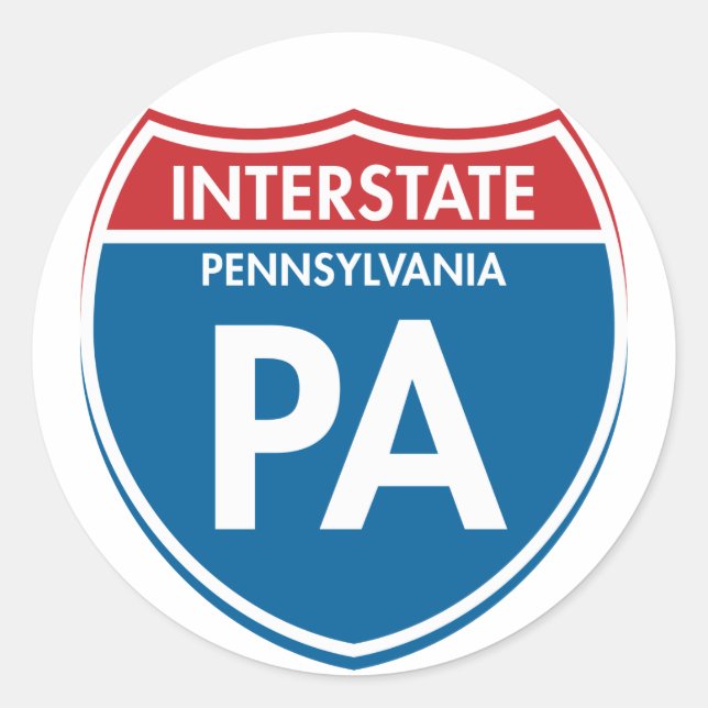 Interstate Pennsylvania PA Classic Round Sticker (Front)