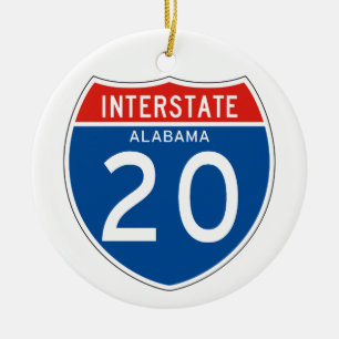 Interstate Sign 20 - Alabama Ceramic Ornament