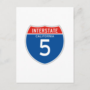 Interstate Sign 5 - California Postcard