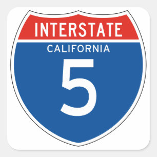 Interstate Sign 5 - California Square Sticker