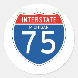 Interstate Sign 75 - Michigan Classic Round Sticker
