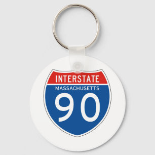 Interstate Sign 90 - Massachusetts Keychain
