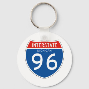 Interstate Sign 96 - Michigan Keychain