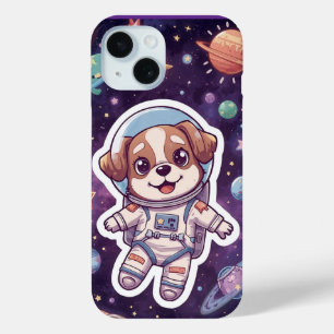 Interstellar Paws – Cute Space Dog in Adventure iPhone 15 Case