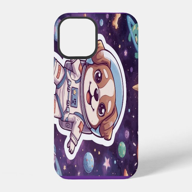 Interstellar Paws – Cute Space Dog in Adventure iPhone Case (Back)