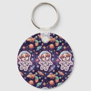 Interstellar Paws – Cute Space Dog in Adventure Keychain