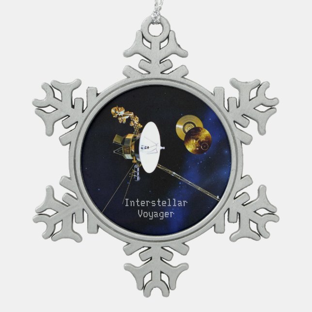 Interstellar Voyager Spacecraft Snowflake Pewter Christmas Ornament (Front)