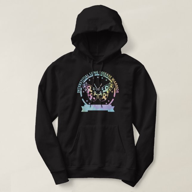 Interstitial Lung Disease betterfly ribbon awarene Hoodie (Design Front)