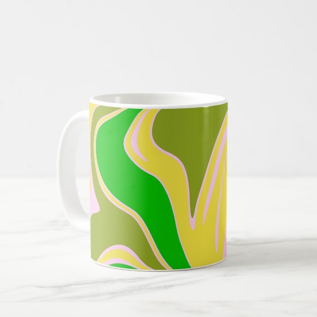 Intertwined Color Waves with Soft Curves Coffee Mug (Front Left)