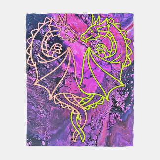 Intertwined Dragons Fleece Blanket