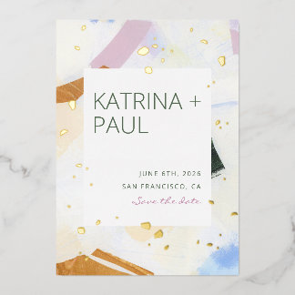 Intertwined foil save the date card