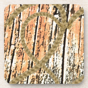 Intertwined hearts love rope  heart wood wooden coaster