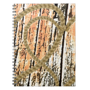 Intertwined hearts love rope heart wood wooden notebook