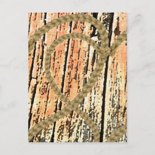 Intertwined hearts love rope  heart wood wooden postcard