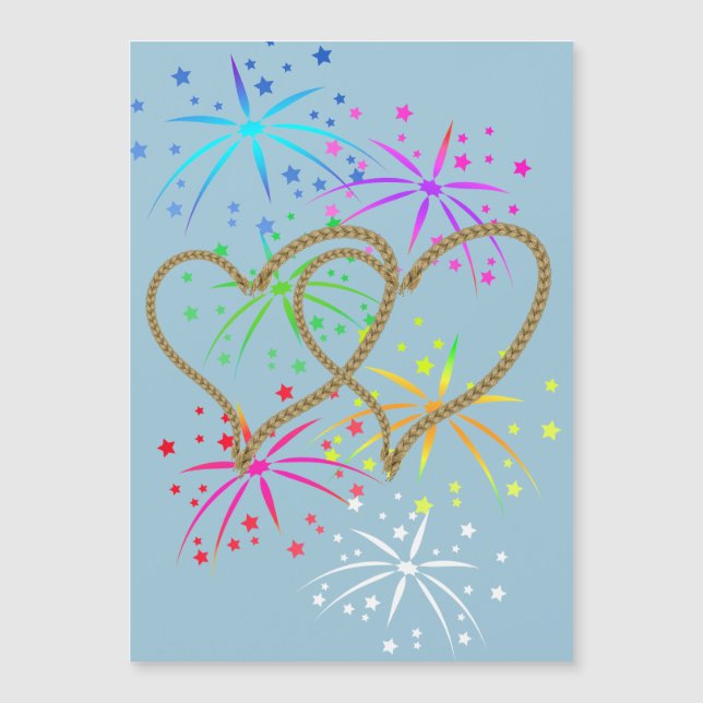 Intertwined hearts tangled rope romantic fireworks (Front)
