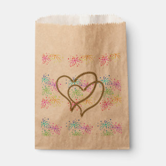 Intertwined hearts tangled rope romantic fireworks favour bag