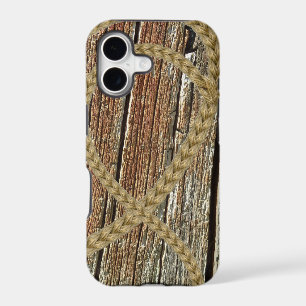 Intertwined hearts tangled rope romantic wooden