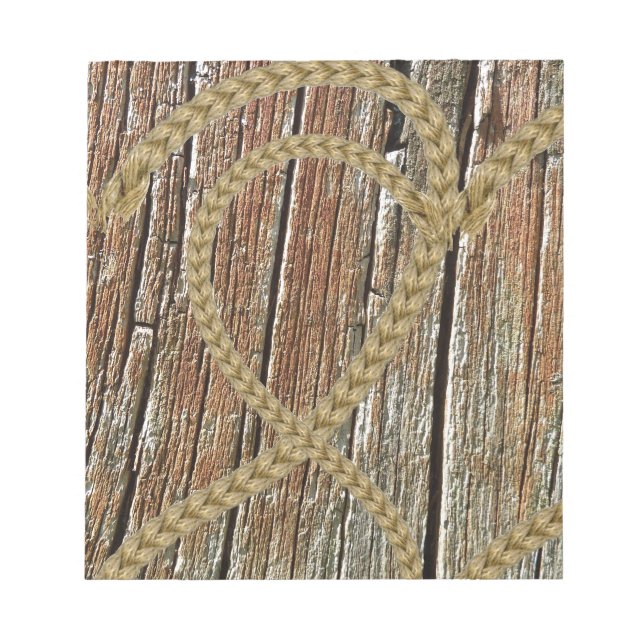 Intertwined hearts tangled rope romantic wooden notepad (Front)