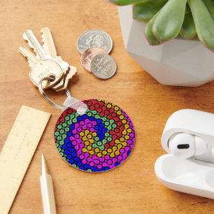 Intertwined Hues Abstract Keychain
