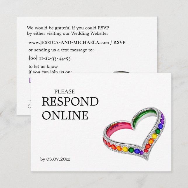 🌈 Intertwined in Pride Horizontal RSVP Online  Card (Front/Back)