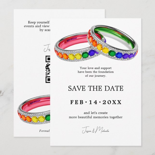 🌈 Intertwined in Pride Save the Date with QR Code (Front/Back)