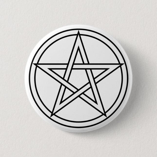 Intertwined White Pentacle 2 Inch Round Button (Front)