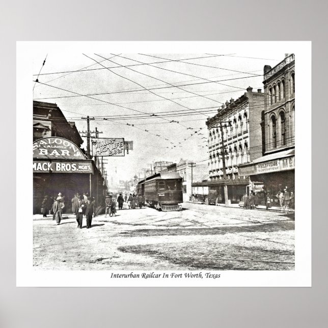 Interurban railcar in downtown Fort Worth, Texas P Poster (Front)