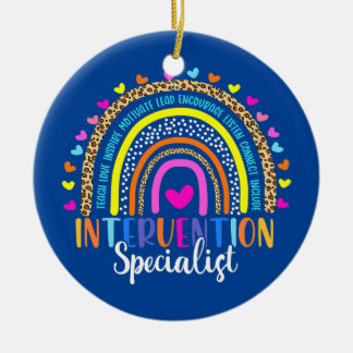 Intervention Specialist Rainbow Teacher Back To Ceramic Ornament