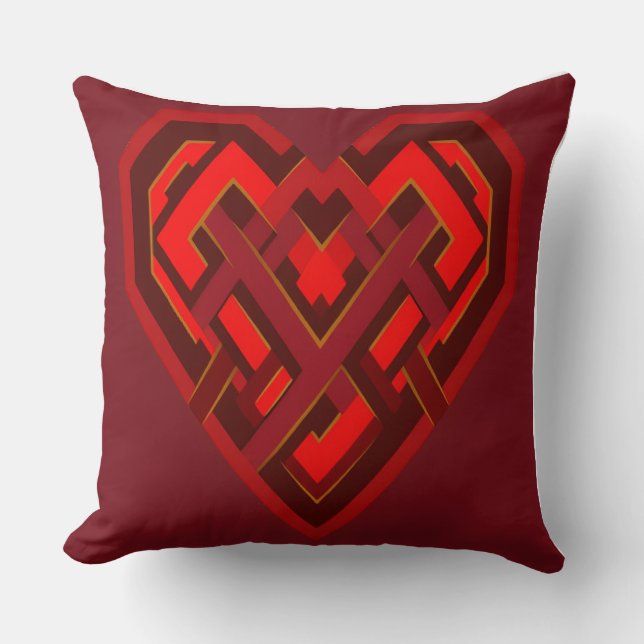 Interwoven Heart of Love – Modern Geometric Throw Pillow (Front)