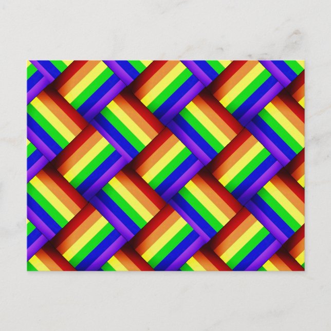 Interwoven LGBT Gay Pride Rainbow Ribbon! Postcard (Front)