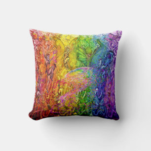 Interwoven Magic Rainbow Throw Pillow